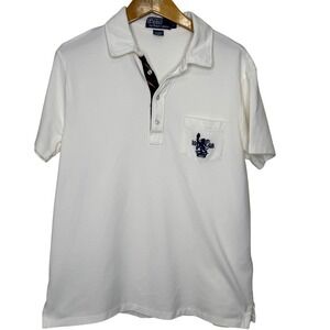 Polo Ralph Lauren‎ Pique Cotton Polo Shirt Chest Pocket Crest Large White